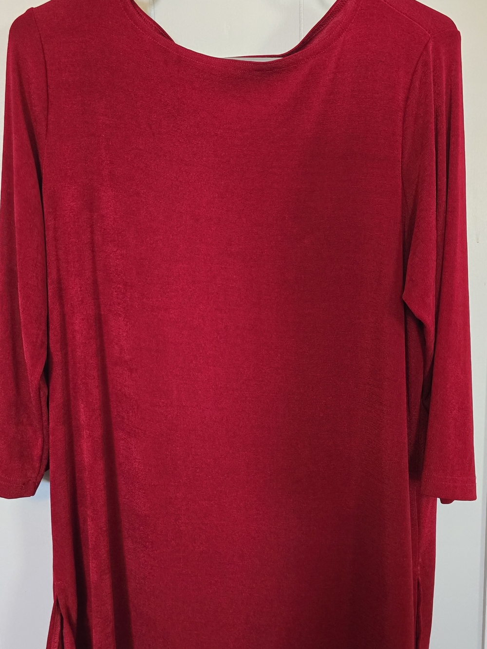 Women's Red 3/4 Sleeve Boatneck Blouse